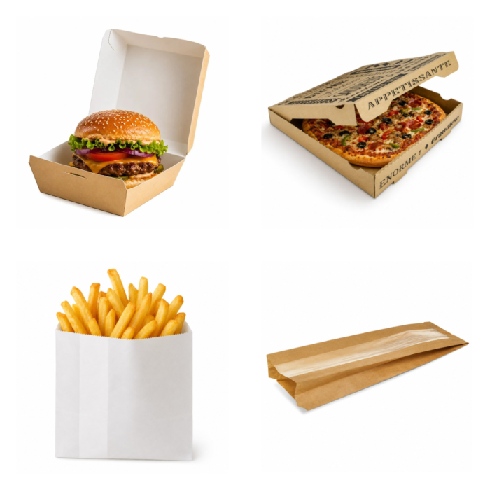 Emballages pour fast-food et snacking : boîte burger, boîte pizza, sachet frites et sac sandwich